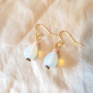 Opalite and coral drop earrings